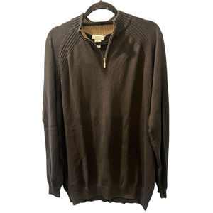 Barney's New York Silk Blend Black Long Sleeve Quarter Zip Sweater Size XL